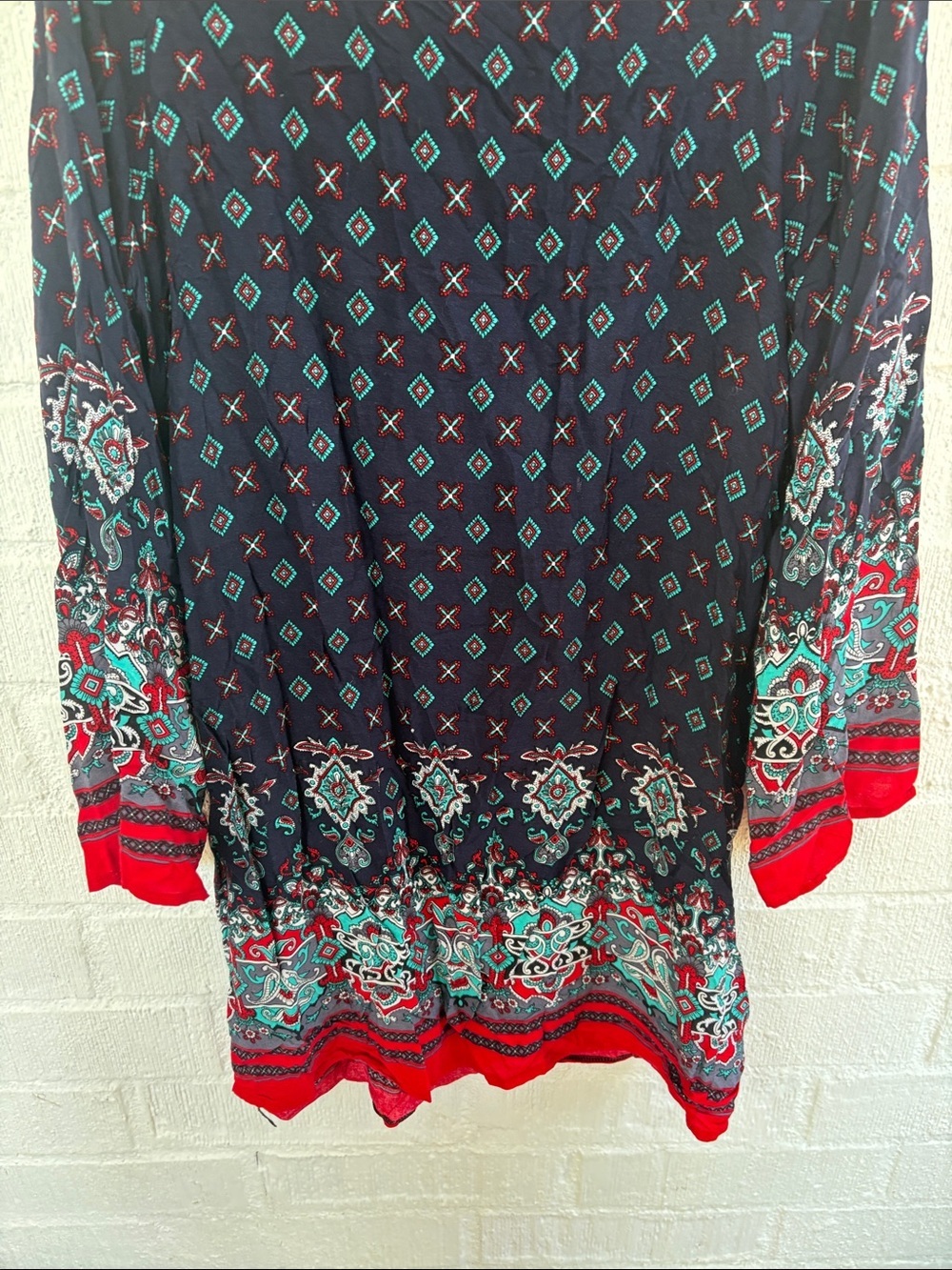 Risesun Cotton Navy Boho Printed Tunic Dress sz XL - Picture 4 of 7